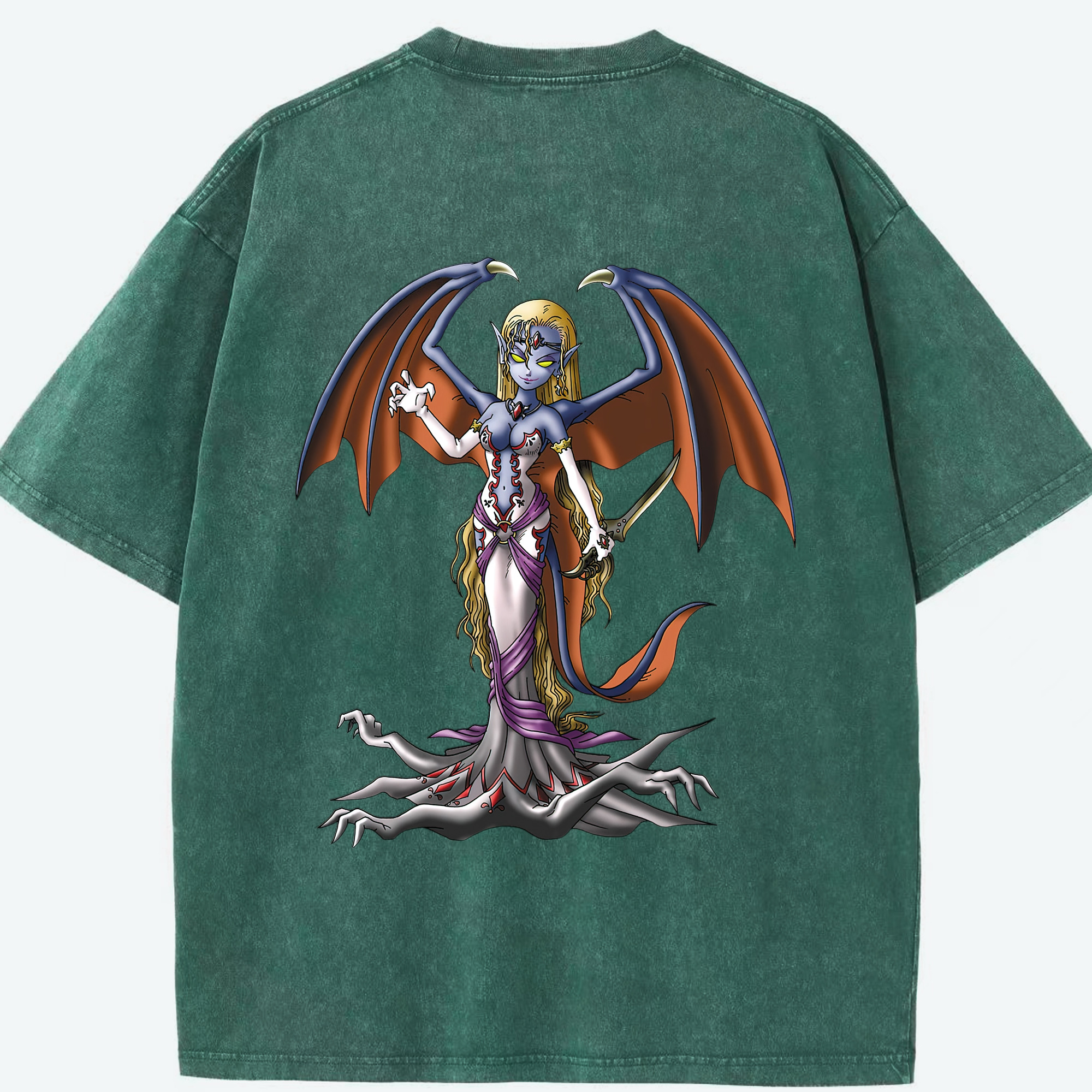 （画像用） ドラゴンクエスト Doragon Kuesuto Dragon Quest 綿100% ヴィンテージ風 半袖Tシャツ（背面プリント）